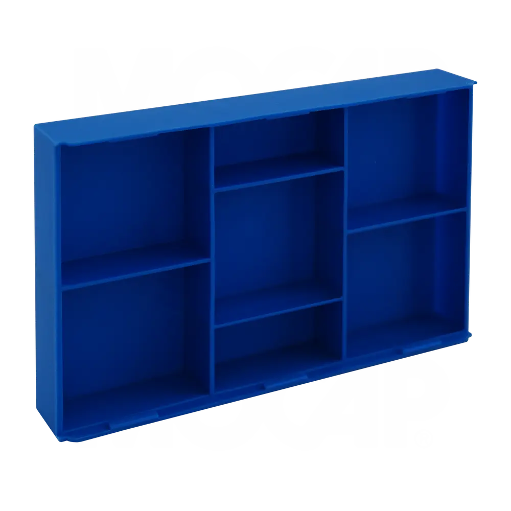 Plastibox Parts Bins: Attached Dividers, Stacking, Light Blue, 6.6